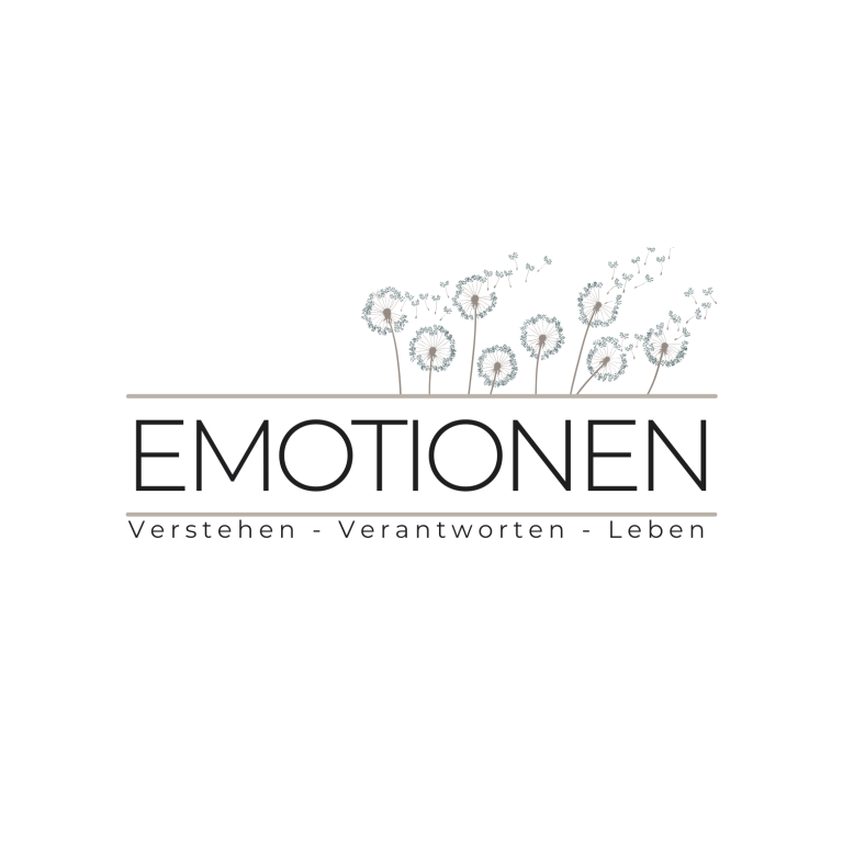 Logo mit dem Wort „EMOTIONEN“ und stilisierten Blumen im Hintergrund.