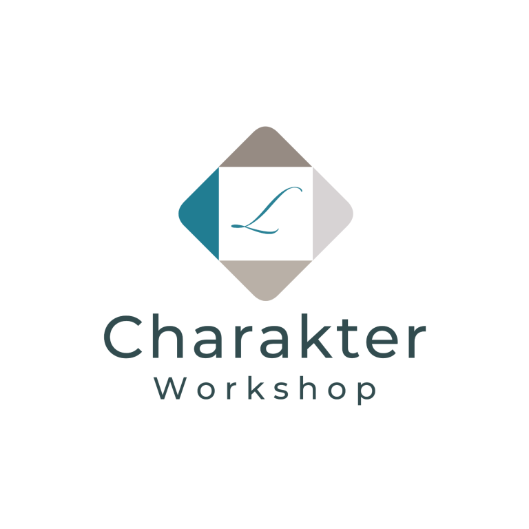Logo der Charakter Workshop mit stilisierten Symbolen und modernem Schriftzug.